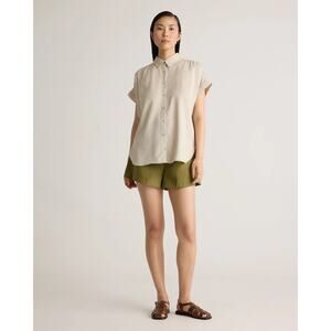 Quince Cream Short Sleeve Button-Down Shirt